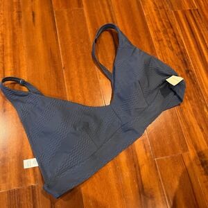 Aerie Bikini Swim Top Blue Textured Wave Scoop V-Neck New NWT‎ Plus Size XXL 2X